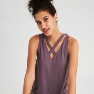 Purple American Eagle Cutout Tank Top